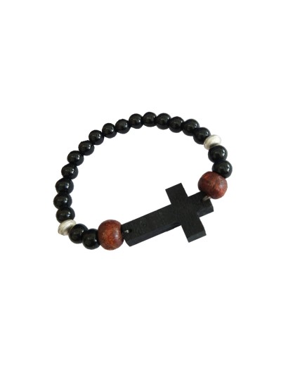 Jesus Cross Onyx Beads Bracelet By Menjewell
